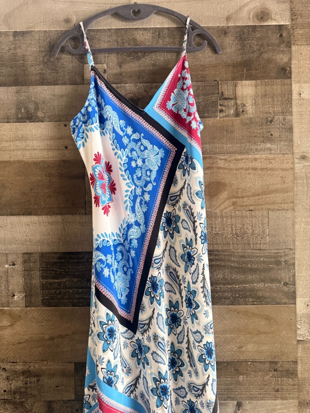 LOFT Blue, White & Red Floral Maxi Slip Dress - Picture 7 of 9